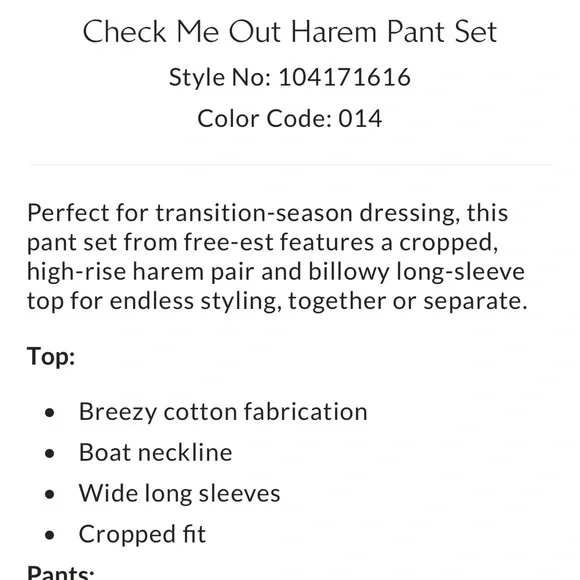 Free People Check Me Out Harem Pant Set Pistachio Shell NEW L - Picture 4 of 7